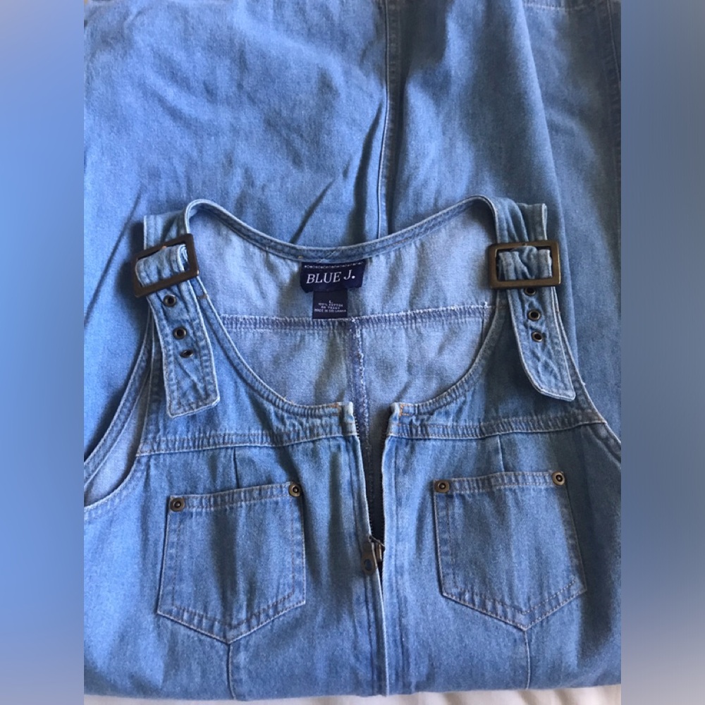 BLUE J , size L , denim mini overall 100% cotton sleeveless !